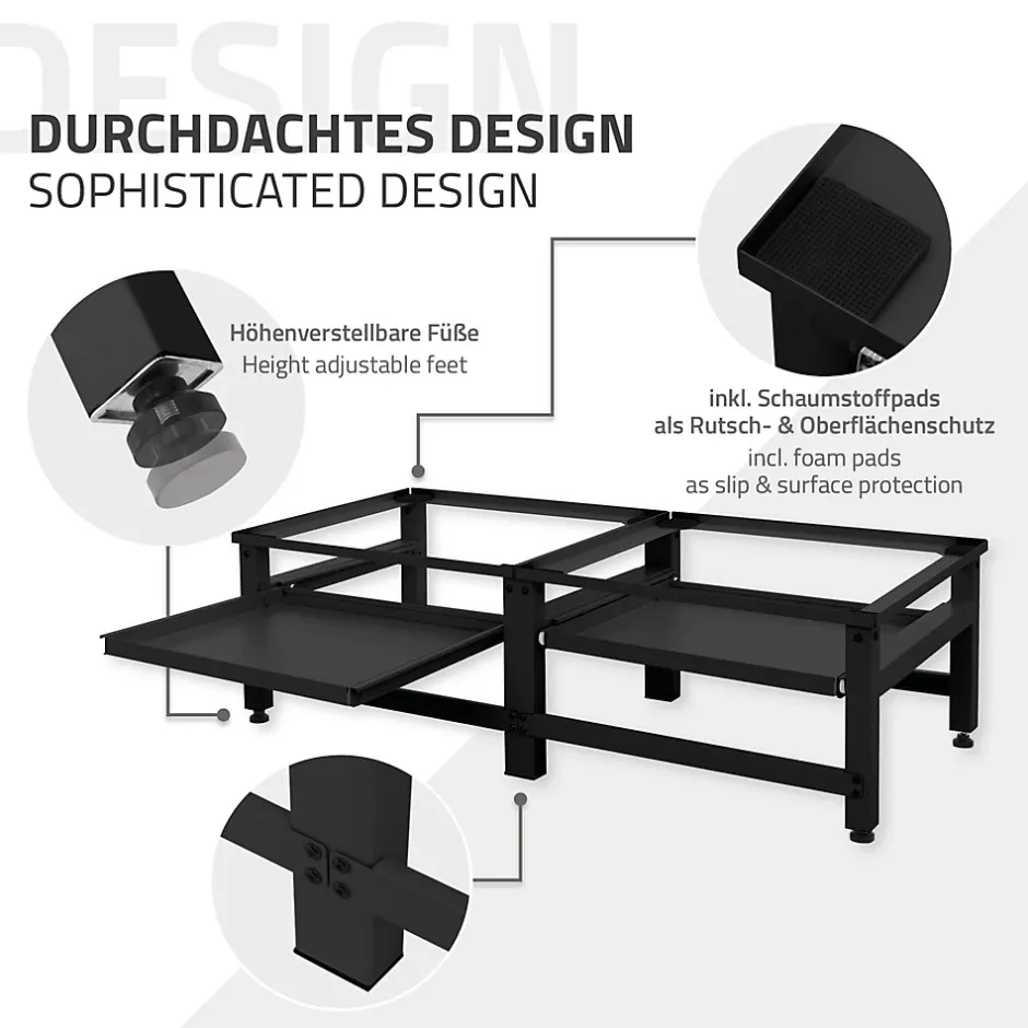 Ml-Design Socle machine à laver double avec étagère base sèche-linge noir 150 kg/support* Etendoir À Linge