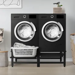 Ml-Design Socle machine à laver double avec étagère base sèche-linge noir 150 kg/support* Etendoir À Linge