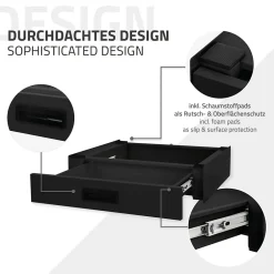 Ml-Design Socle pour machine à laver en acier noir accessoire avec tiroir 60,5x54x15 cm* Etendoir À Linge