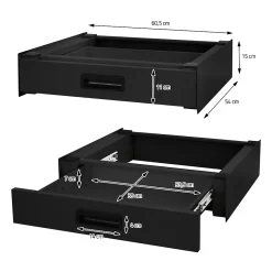 Ml-Design Socle pour machine à laver en acier noir accessoire avec tiroir 60,5x54x15 cm* Etendoir À Linge