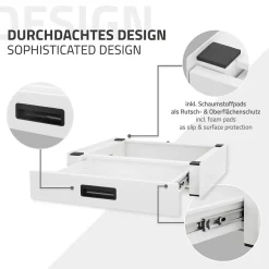Ml-Design Socle pour machine à laver en acier blanc accessoire avec tiroir 60,5x54x15 cm