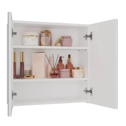 Topeshop SOFYA - Armoire de toilette murale 2 portes - Meuble Salle de bain avec miroir - 60x22x60 cm - Rangement