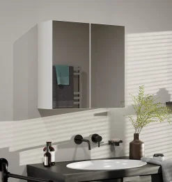 Topeshop SOFYA - Armoire de toilette murale 2 portes - Meuble Salle de bain avec miroir - 60x22x60 cm - Rangement