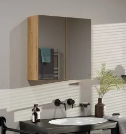 Topeshop SOFYA - Armoire de toilette murale 2 portes - Meuble Salle de bain avec miroir - 60x22x60 cm - Rangement* Armoire De Toilette|Meuble De Salle De Bains Faible Profondeur