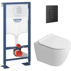Grohe Solido pack WC bâti-support autoportant + WC suspendu Ceramia PixL + abattant SoftClose + plaque noir (GRCEPXWT03-FR)