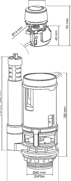 Somatherm for you - Mécanisme WC à câble double poussoir à câble NF - Universel, économique et adaptable