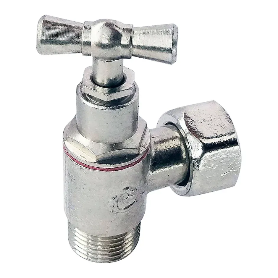 Somatherm for you - Robinet d'arrêt équerre à presse étoupe pour WC - 3/8 - Tête à clapet - nickelé* Chasse D'Eau