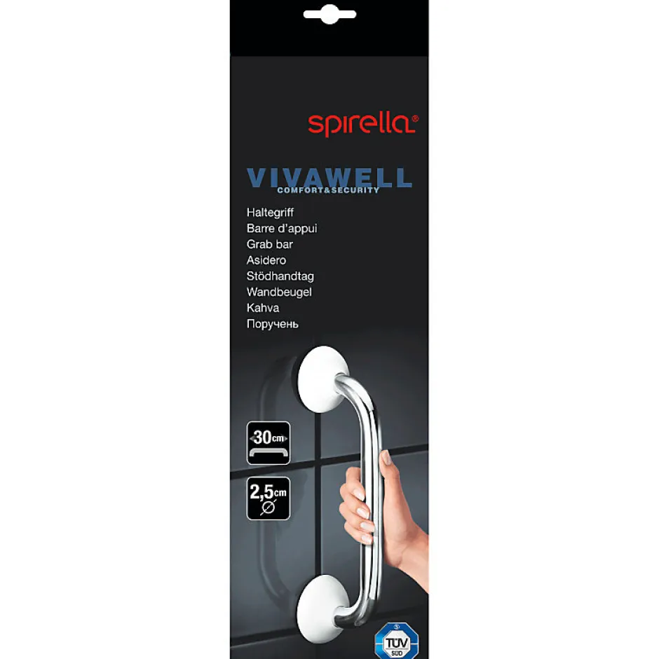 Spirella Barre de redressement ou d'appui ECO Acier Inox 30cm Chromé