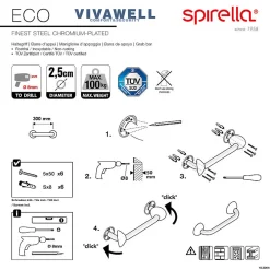 Spirella Barre de redressement ou d'appui ECO Acier Inox 30cm Chromé
