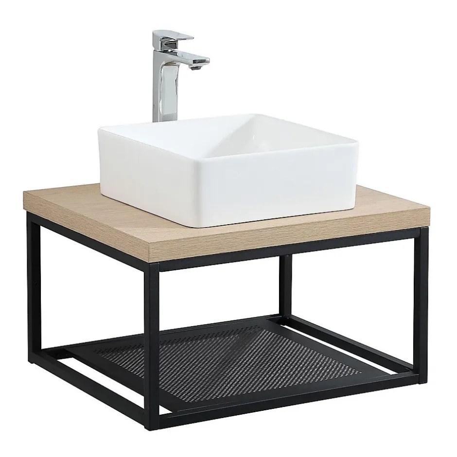 Mob-In Structure métallique noir mat à suspendre - pour plan de toilette - 60 cm WILL* Etagère Salle De Bains