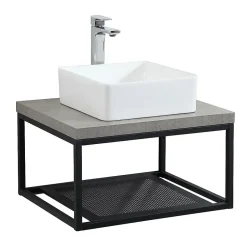 Mob-In Structure métallique noir mat à suspendre - pour plan de toilette - 60 cm WILL* Etagère Salle De Bains