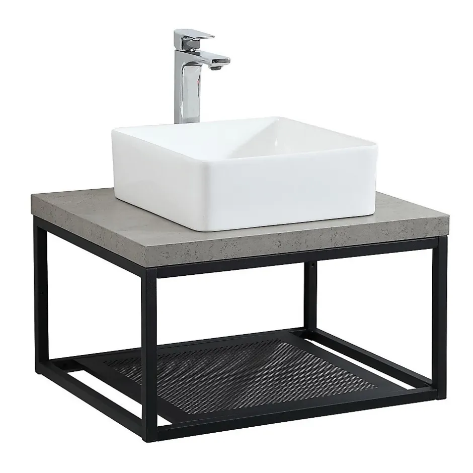 Mob-In Structure métallique noir mat à suspendre - pour plan de toilette - 60 cm WILL* Etagère Salle De Bains