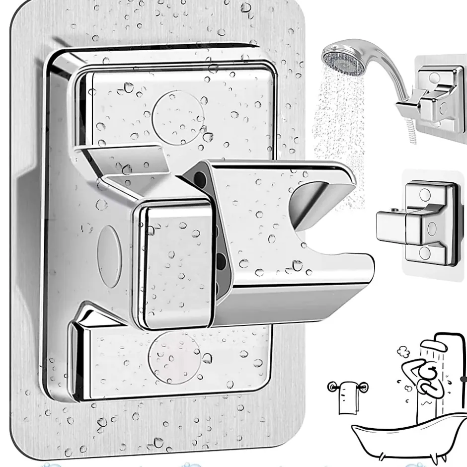 Deko Support de douche étanche à angle réglable, sans perçage (argent)