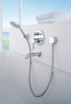Hansgrohe Support de douchette mural chromé Porter'C* Pommeau De Douche, Flexible Et Barre De Douche