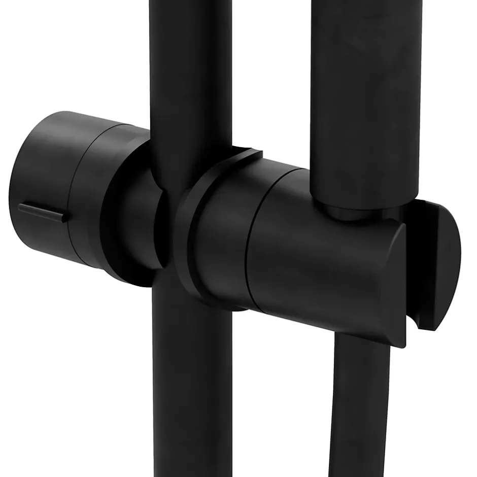 GoodHome Support de douchette pour barre de douche, noir,* Pommeau De Douche, Flexible Et Barre De Douche