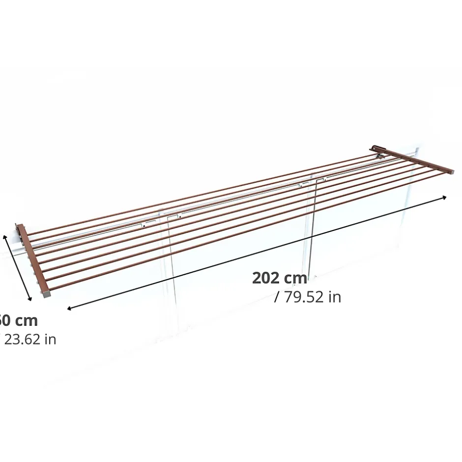 Foxydry Support linge pliable 2 positions corten 202x63x8 cm Duo
