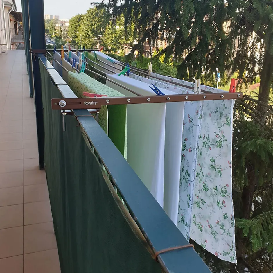 Foxydry Support linge pliable 2 positions corten 202x63x8 cm Duo