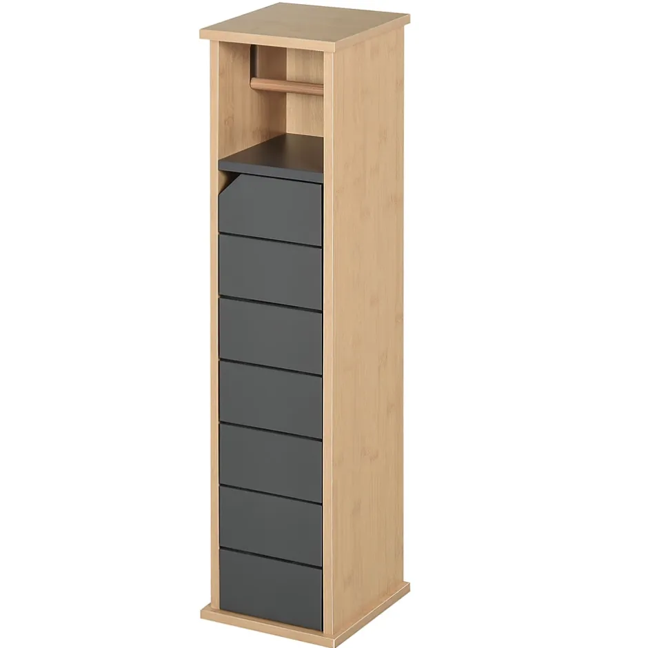 Homcom Support papier toilette - porte-papier toilette - armoire pour papier toilette - 2 niveaux + sortie papier MDF gris bambou