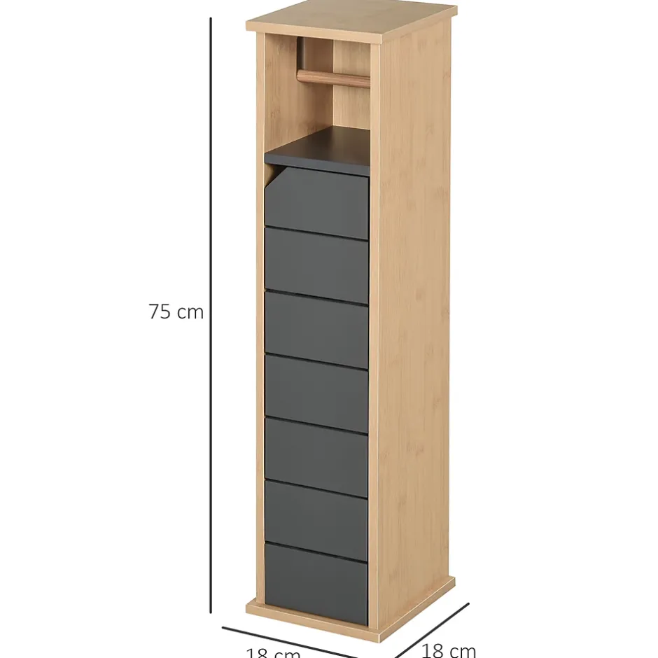 Homcom Support papier toilette - porte-papier toilette - armoire pour papier toilette - 2 niveaux + sortie papier MDF gris bambou