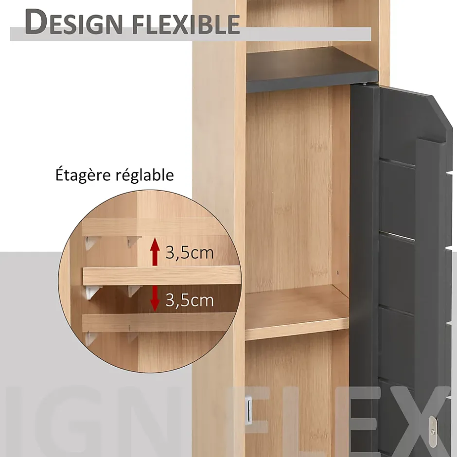 Homcom Support papier toilette - porte-papier toilette - armoire pour papier toilette - 2 niveaux + sortie papier MDF gris bambou