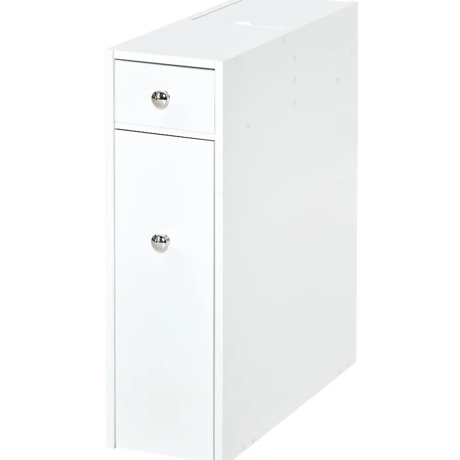 Homcom Support papier toilette - porte-papier toilette - armoire pour papier toilette - 2 tiroirs, coffre - MDF blanc