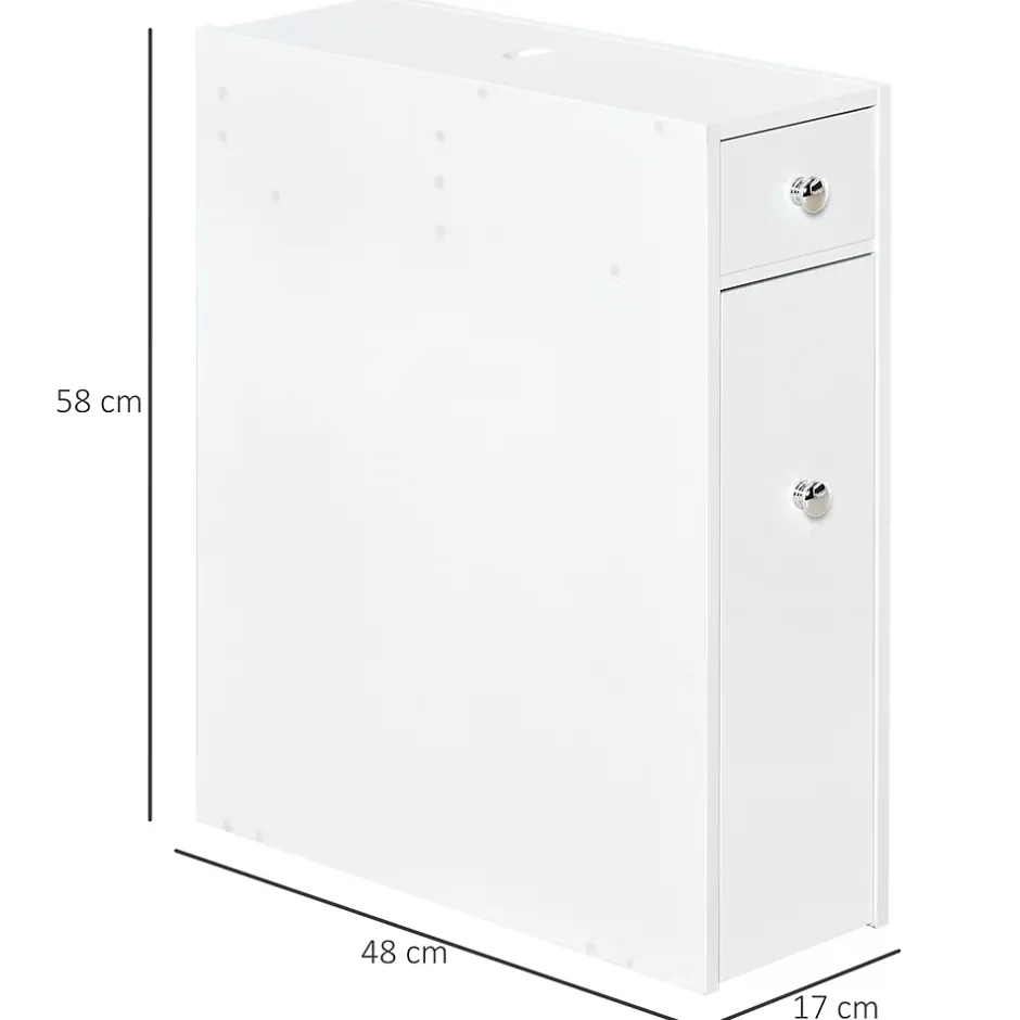 Homcom Support papier toilette - porte-papier toilette - armoire pour papier toilette - 2 tiroirs, coffre - MDF blanc