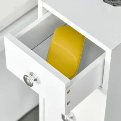 Homcom Support papier toilette - porte-papier toilette - armoire pour papier toilette - 2 tiroirs, coffre - MDF blanc