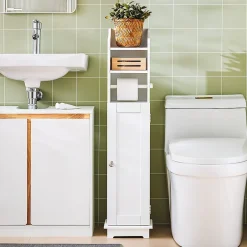 Sobuy Support Papier Toilette Armoir Toilettes FRG177-W,* Meuble De Salle De Bains Faible Profondeur