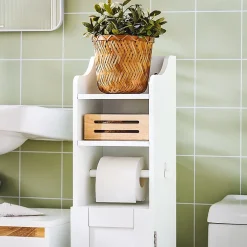 Sobuy Support Papier Toilette Armoir Toilettes FRG177-W,* Meuble De Salle De Bains Faible Profondeur