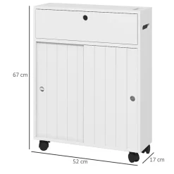 kleankin Support papier toilette sur roulettes - armoire papier toilette - 2 portes coulissantes, étagère, 2 compartiments fermés - blanc* Meuble Wc
