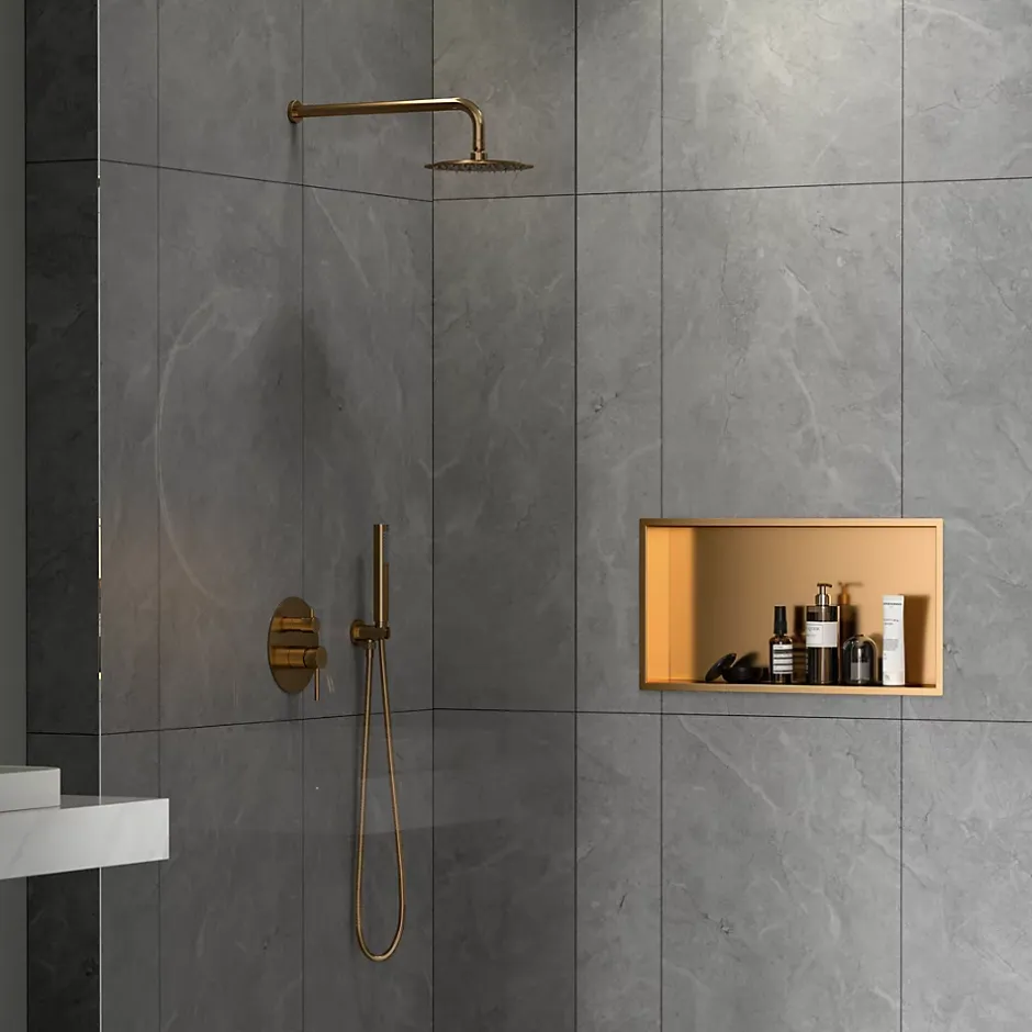 Swiss Aqua Technologies Aurum Niche de Douche à encastrer, Acier Inoxydable 304, 60x30x10cm, Cuivre brossé PVD (SATAURN6030BRG)* Etagère Salle De Bains