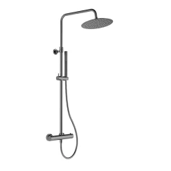 Swiss Aqua Technologies Aurum colonne de douche avec mitigeur thermostatique + douche de tête + douchette à main, métal brossé* Colonne De Douche Hydromassante