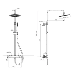 Swiss Aqua Technologies Aurum colonne de douche avec mitigeur thermostatique + douche de tête + douchette à main, métal brossé* Colonne De Douche Hydromassante