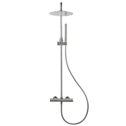 Swiss Aqua Technologies Aurum colonne de douche avec mitigeur thermostatique + douche de tête + douchette à main, métal brossé* Colonne De Douche Hydromassante