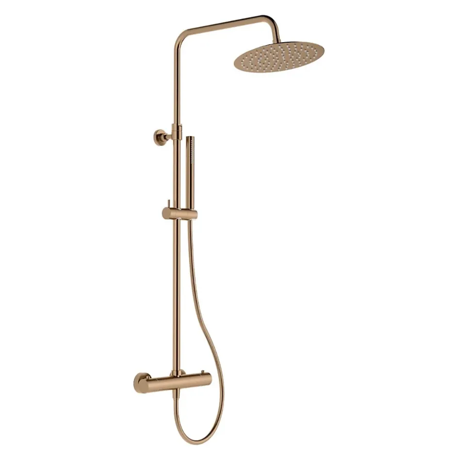 Swiss Aqua Technologies Aurum colonne de douche avec mitigeur thermostatique + douchette 2 jets + douche de tête, or rose brossé* Colonne De Douche Hydromassante