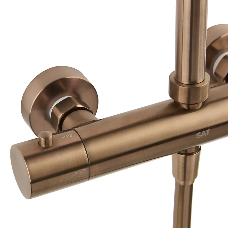 Swiss Aqua Technologies Aurum colonne de douche avec mitigeur thermostatique + douchette 2 jets + douche de tête, or rose brossé* Colonne De Douche Hydromassante