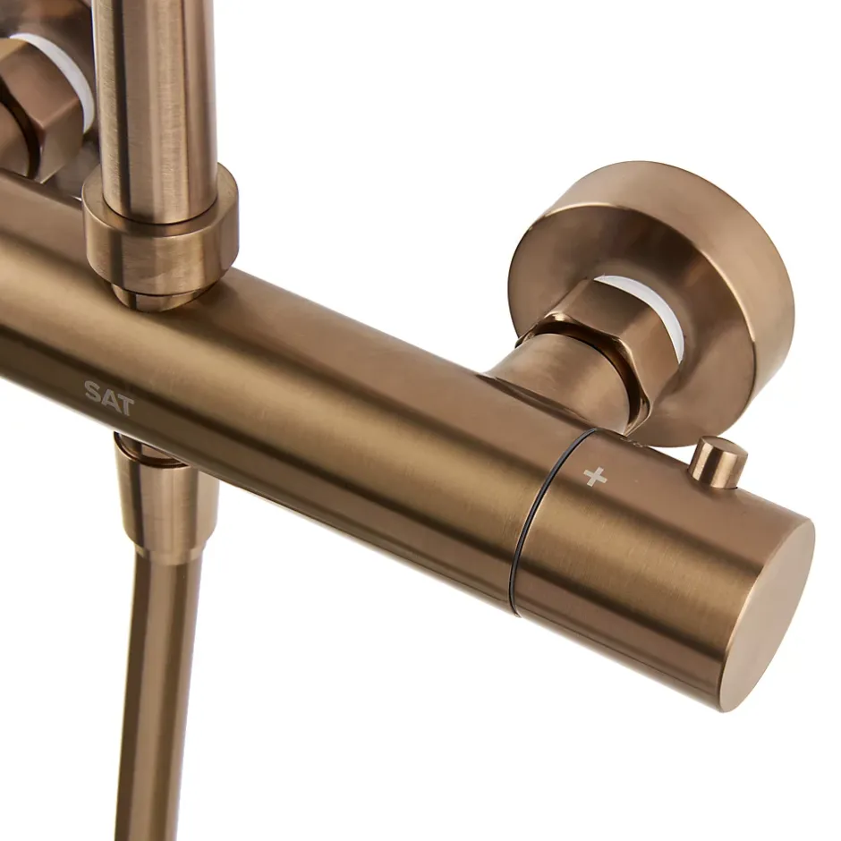 Swiss Aqua Technologies Aurum colonne de douche avec mitigeur thermostatique + douchette 2 jets + douche de tête, or rose brossé* Colonne De Douche Hydromassante