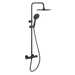 Swiss Aqua Technologies Aurum colonne de douche avec mitigeur thermostatique + douchette 3 jets + douche de tête, noir mat* Colonne De Douche Hydromassante