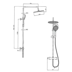 Swiss Aqua Technologies Aurum colonne de douche avec mitigeur thermostatique + douchette 3 jets + douche de tête, noir mat* Colonne De Douche Hydromassante