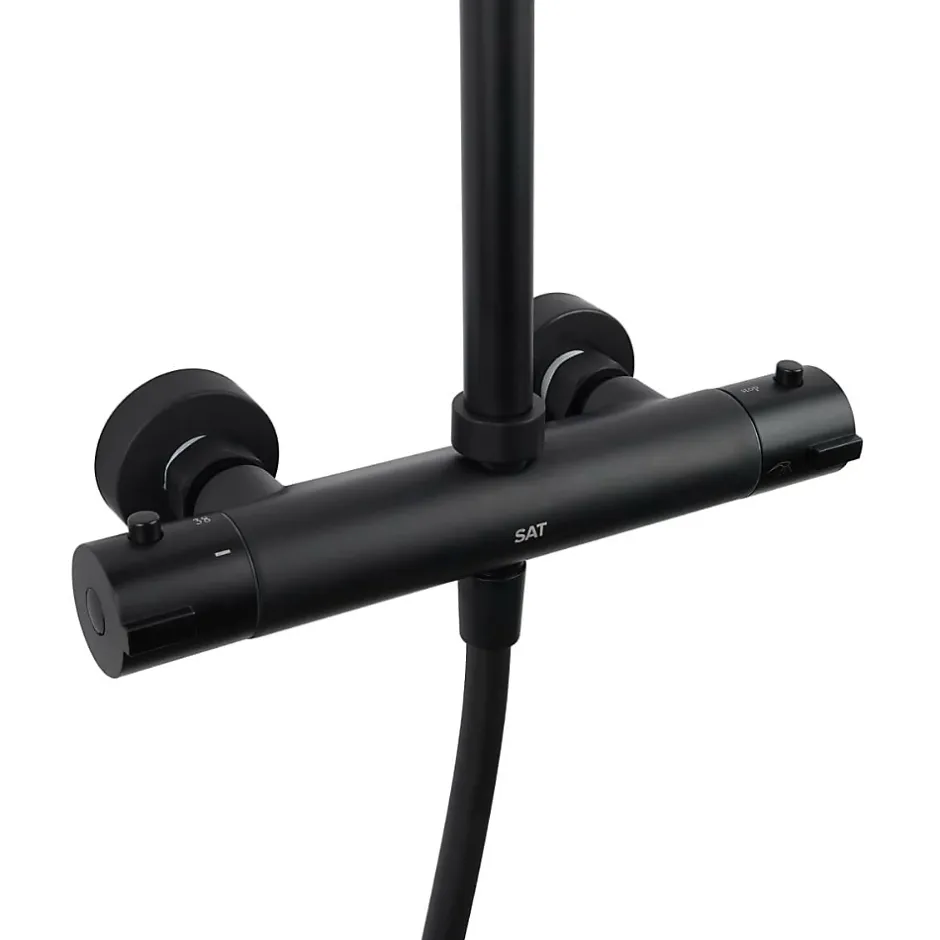 Swiss Aqua Technologies Aurum colonne de douche avec mitigeur thermostatique + douchette 3 jets + douche de tête, noir mat* Colonne De Douche Hydromassante