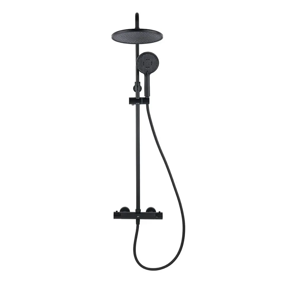 Swiss Aqua Technologies Aurum colonne de douche avec mitigeur thermostatique + douchette 3 jets + douche de tête, noir mat* Colonne De Douche Hydromassante