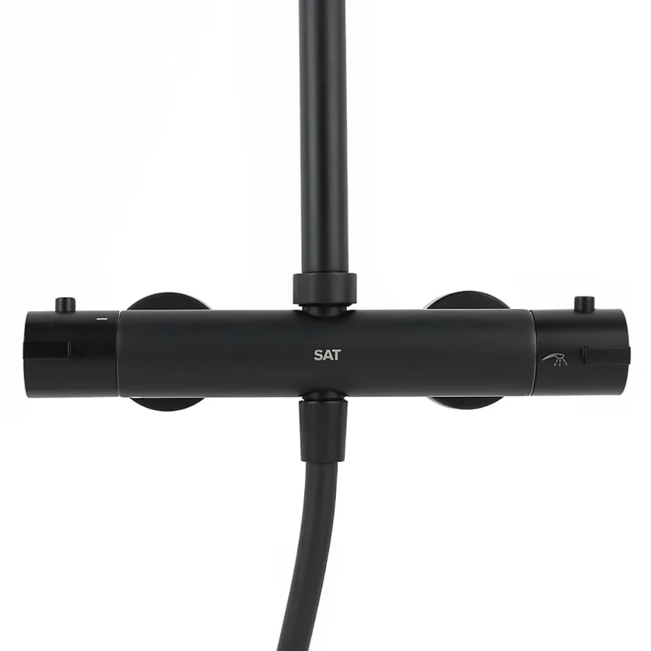 Swiss Aqua Technologies Aurum colonne de douche avec mitigeur thermostatique + douchette 3 jets + douche de tête, noir mat* Colonne De Douche Hydromassante