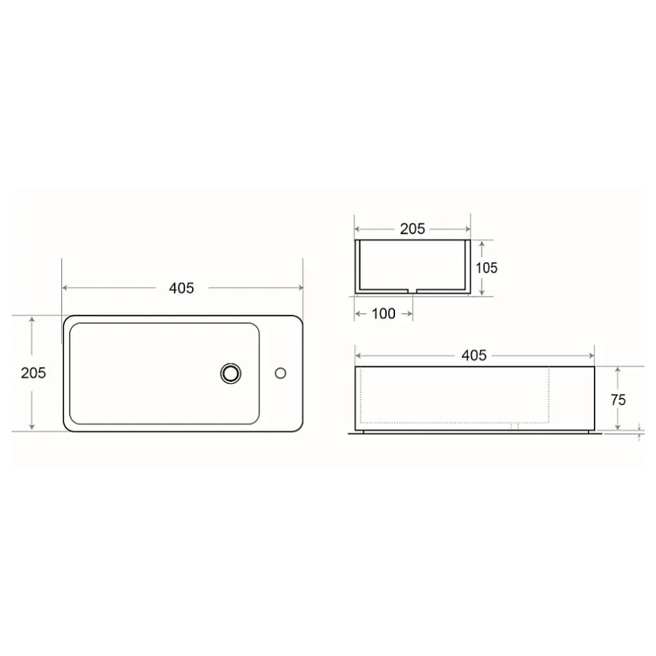 Swiss Aqua Technologies Brevis Lave-mains suspendu avec trou pour robinetterie à droite, 40,5x20,5x10,5cm (SATBRE4020SR)