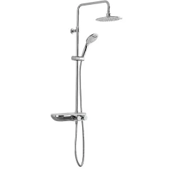 Swiss Aqua Technologies Colonne douche, Douchette 3 jets, mitigeur thermostatique, Barre réglable en hauteur, Chrome/Blanc