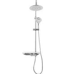 Swiss Aqua Technologies Colonne douche, Douchette 3 jets, mitigeur thermostatique, Barre réglable en hauteur, Chrome/Blanc
