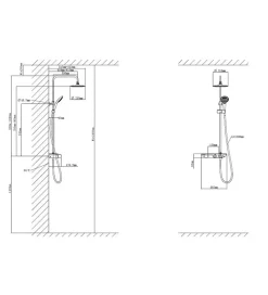 Swiss Aqua Technologies Colonne douche, Douchette 3 jets, mitigeur thermostatique, Barre réglable en hauteur, Chrome/Blanc