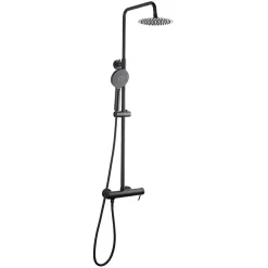Swiss Aqua Technologies Colonne de douche avec mitigeur mécanique + Douche de tête 200mm + Douchette 3 jets, Noir mat (SATSSPKC)* Colonne De Douche Mécanique