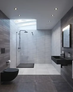 Swiss Aqua Technologies Colonne de douche avec mitigeur mécanique + Douche de tête 200mm + Douchette 3 jets, Noir mat (SATSSPKC)* Colonne De Douche Mécanique