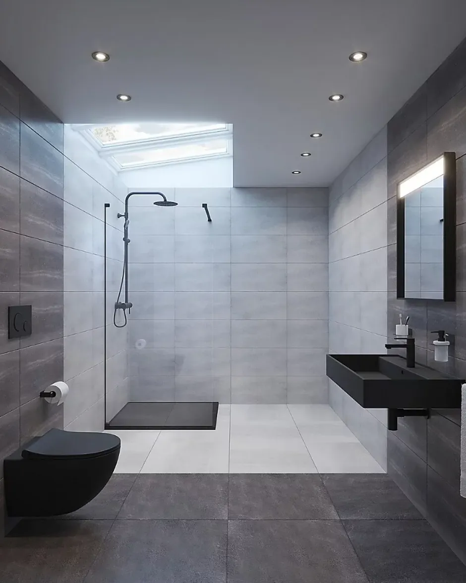Swiss Aqua Technologies Colonne de douche avec mitigeur mécanique + Douche de tête 200mm + Douchette 3 jets, Noir mat (SATSSPKC)* Colonne De Douche Mécanique
