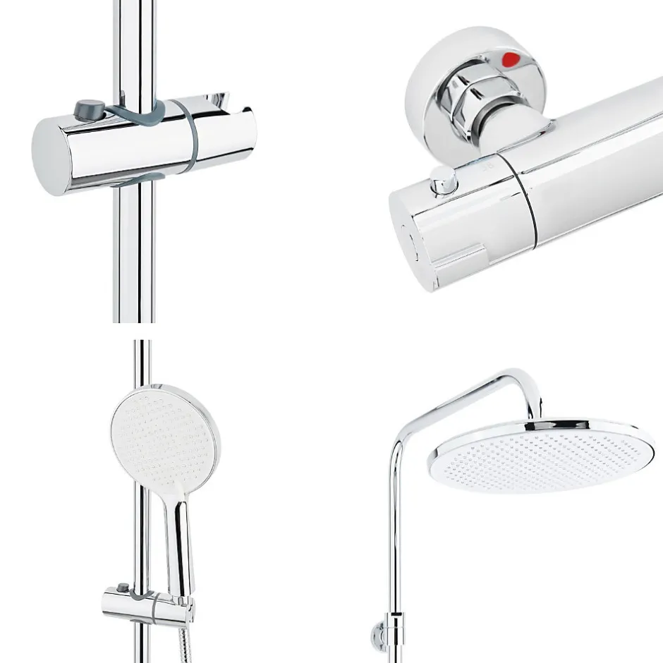 Swiss Aqua Technologies Colonne de douche XXL 250 avec mitigeur thermostatique, Douchette 3 jets, chrome (SATSSTKE)